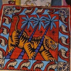Vibrant Tiger and Palm Tree Scarf